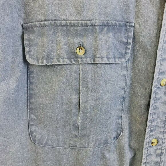 Trail Designs Travel Shirt Men's XL Blue Short Sleeves Outdoors Denim Cotton - Picture 4 of 9